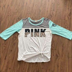 VICTORIAS SECRET PINK 3/4 Length leopard shirt